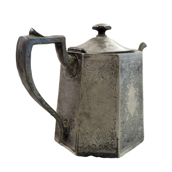 Homan Mfg Company Coffee Tea Pot Hinged Lid 3613 Quadruple Plate Special Metal 5 - Picture 6 of 12